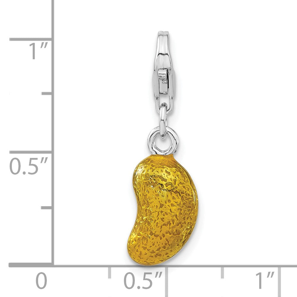 Sterlingsilber Rhodiniert 3-d Emailliert Gelb Bean mit Karabinerverschluss Charm