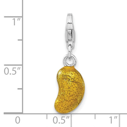 Sterlingsilber Rhodiniert 3-d Emailliert Gelb Bean mit Karabinerverschluss Charm