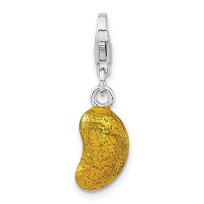 Sterlingsilber Rhodiniert 3-d Emailliert Gelb Bean mit Karabinerverschluss Charm