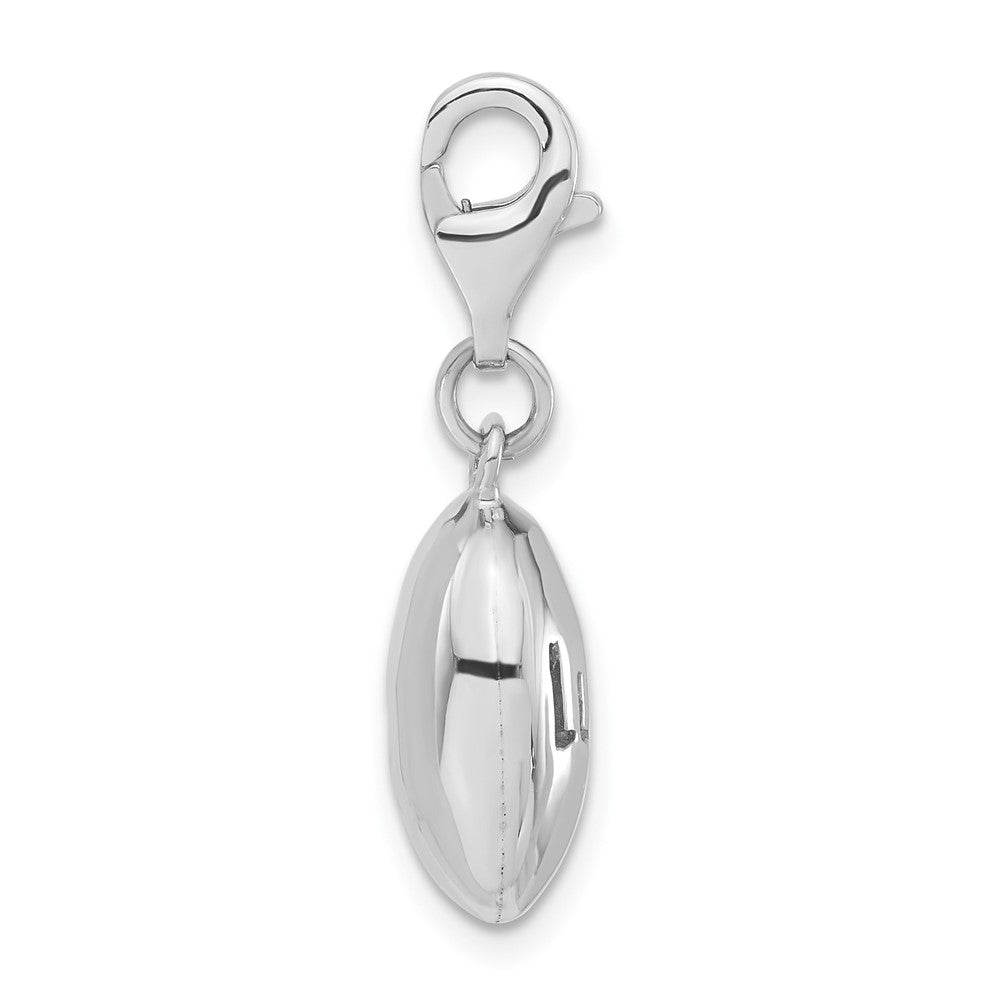 Sterlingsilber Rhodiniert Poliert Luck Oval mit Karabinerverschluss Charm