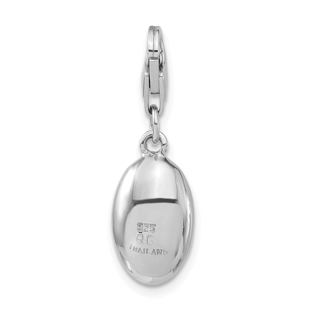 Sterlingsilber Rhodiniert Poliert Luck Oval mit Karabinerverschluss Charm