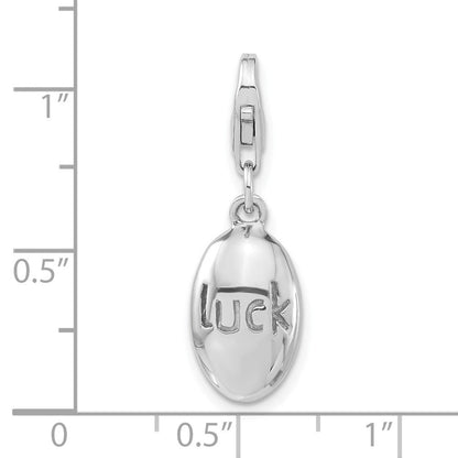 Sterlingsilber Rhodiniert Poliert Luck Oval mit Karabinerverschluss Charm
