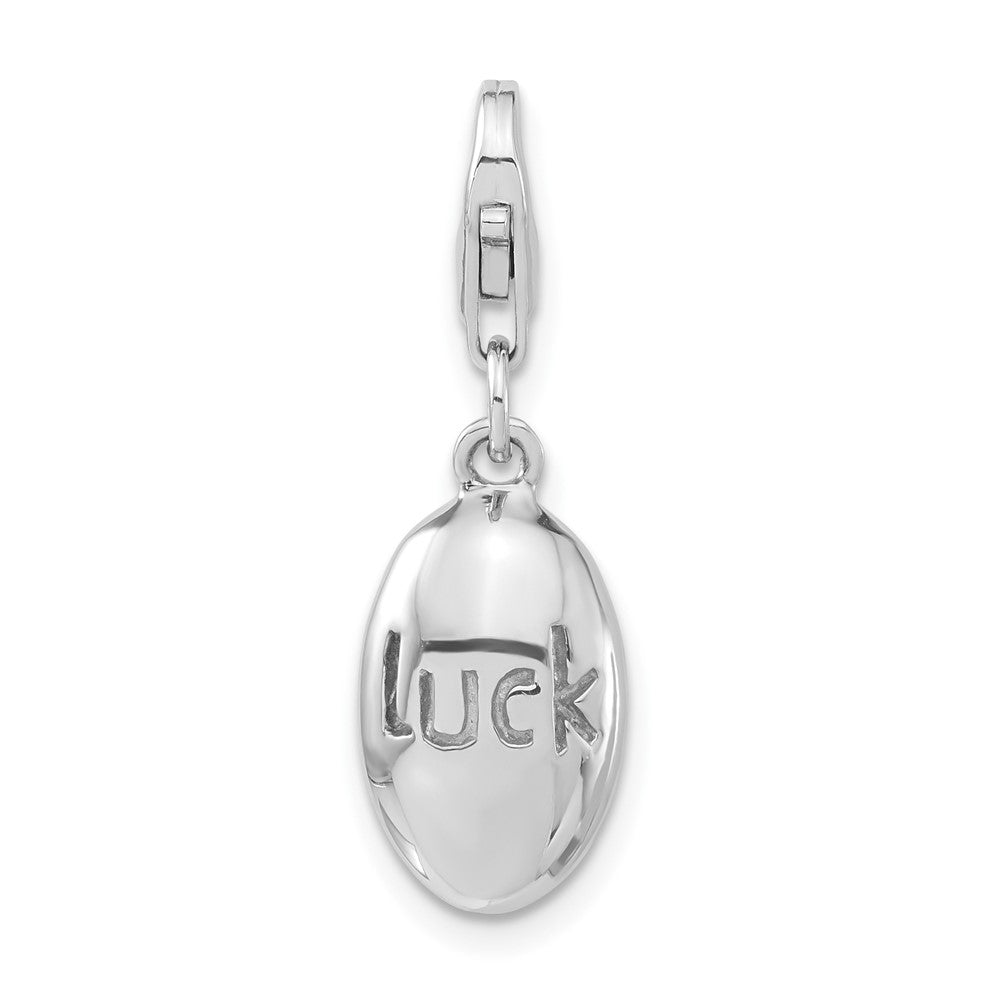 Sterlingsilber Rhodiniert Poliert Luck Oval mit Karabinerverschluss Charm
