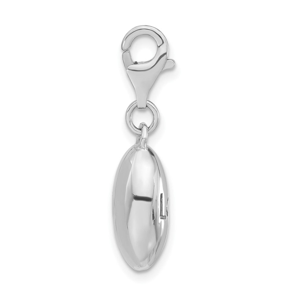 Sterlingsilber Rhodiniert Poliert Liebe Oval mit Karabinerverschluss Charm