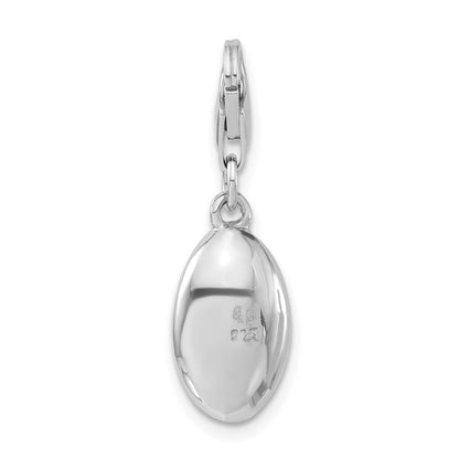 Sterlingsilber Rhodiniert Poliert Liebe Oval mit Karabinerverschluss Charm