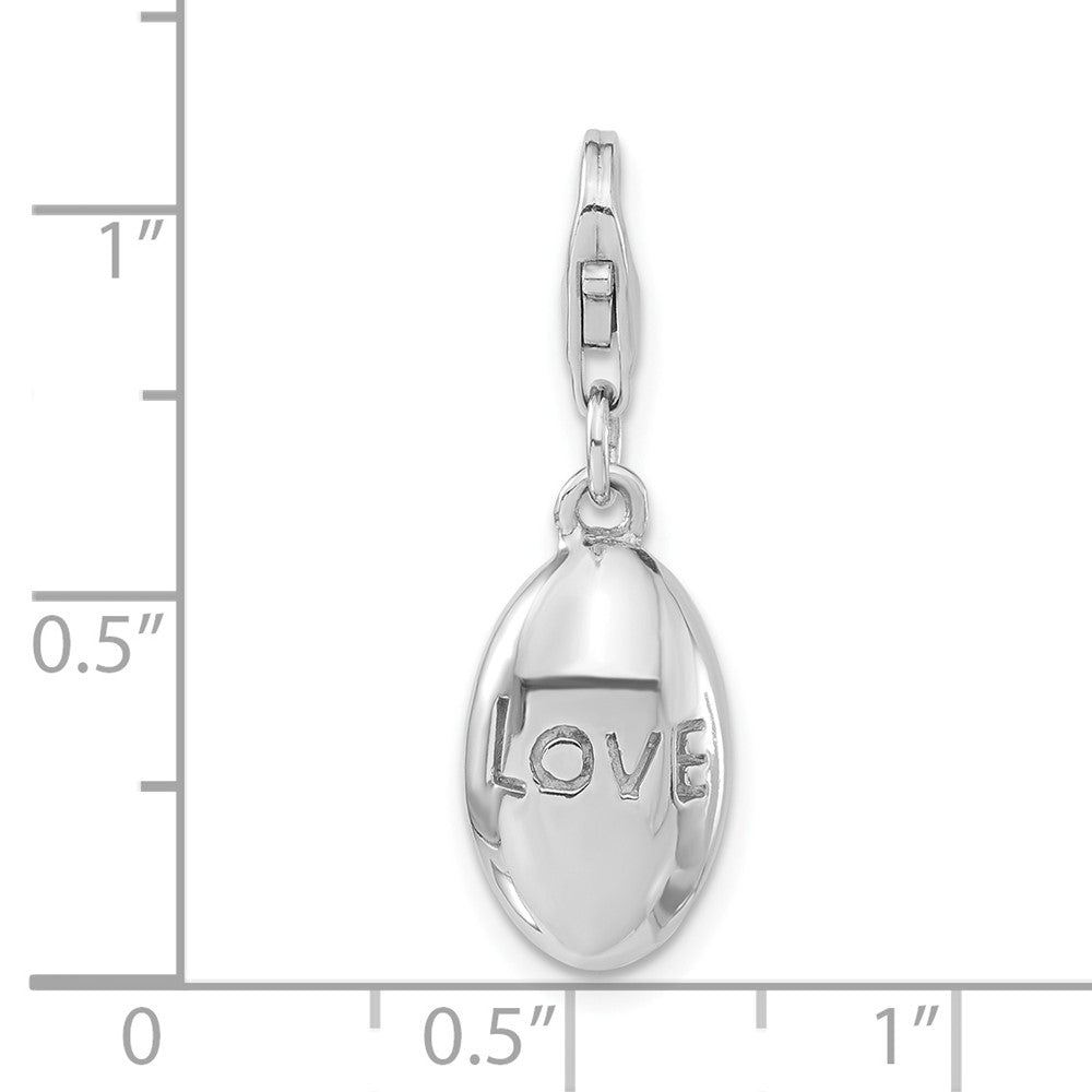 Sterlingsilber Rhodiniert Poliert Liebe Oval mit Karabinerverschluss Charm