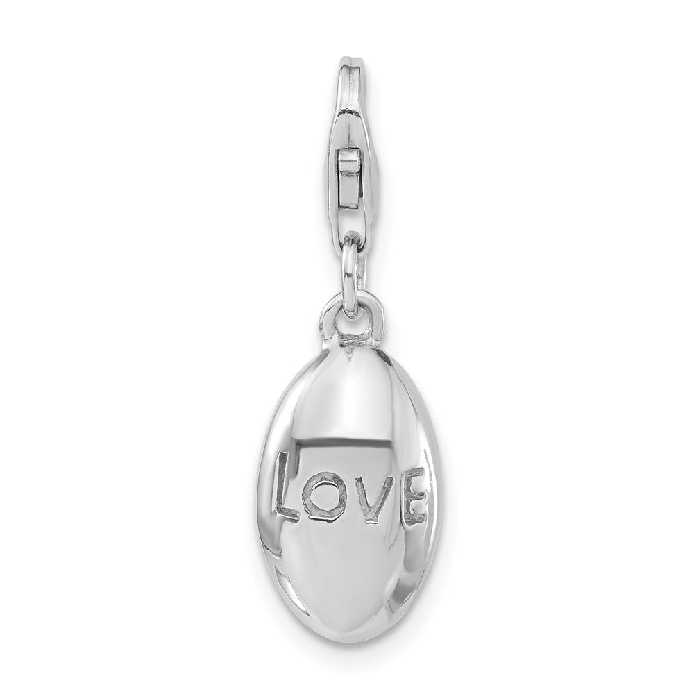 Sterlingsilber Rhodiniert Poliert Liebe Oval mit Karabinerverschluss Charm