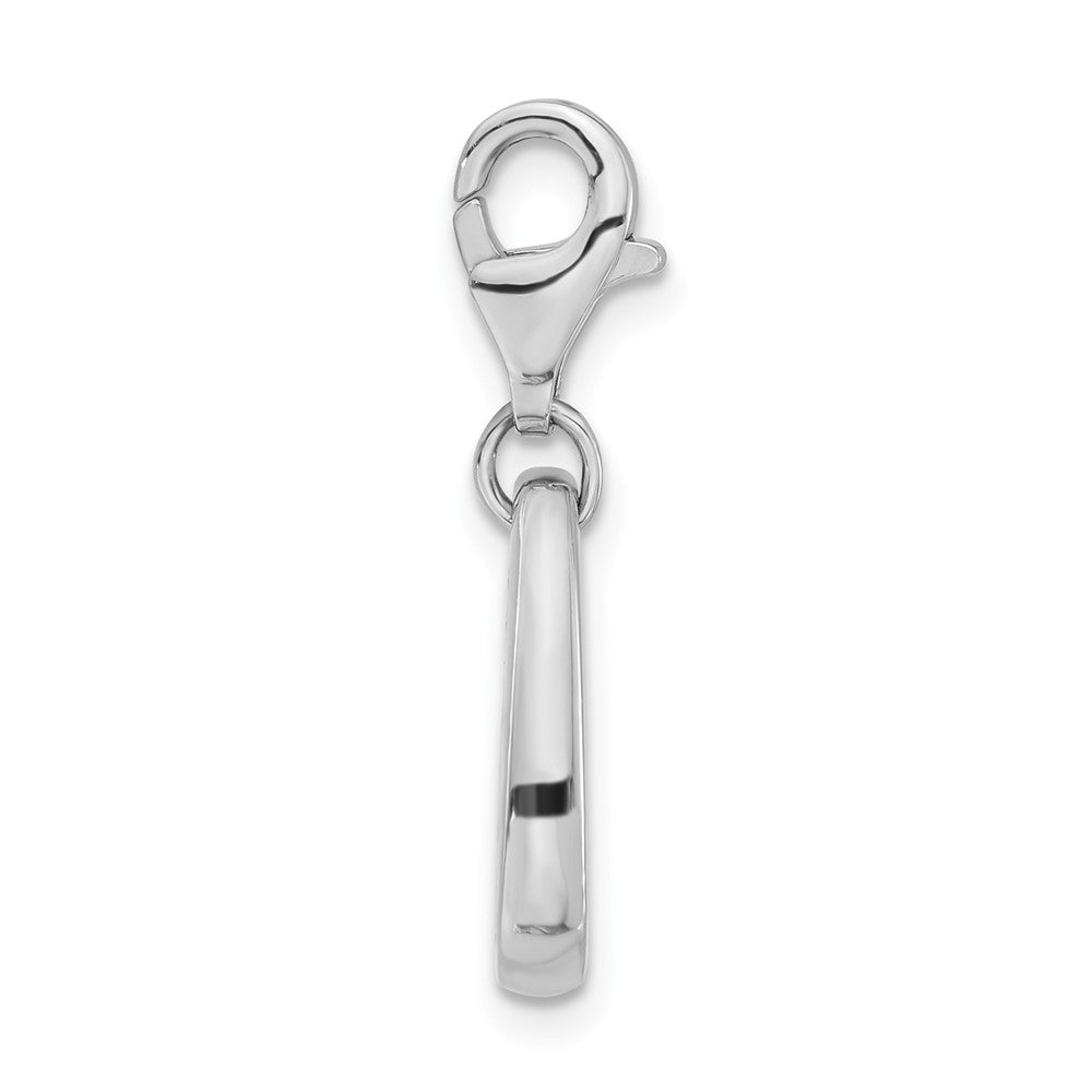 Sterlingsilber Rhodiniert Poliert & Antikisiert Feuer Symbol mit Karabinerverschluss Charm