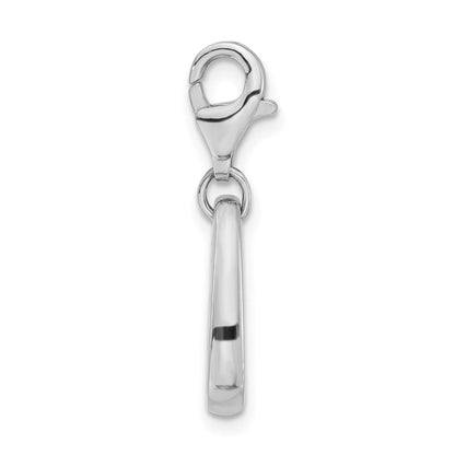 Sterlingsilber Rhodiniert Poliert & Antikisiert Feuer Symbol mit Karabinerverschluss Charm