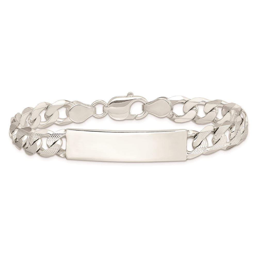8 Zoll Sterlingsilber Poliert Gravierbar Gemustert Panzer Glieder Id Armband