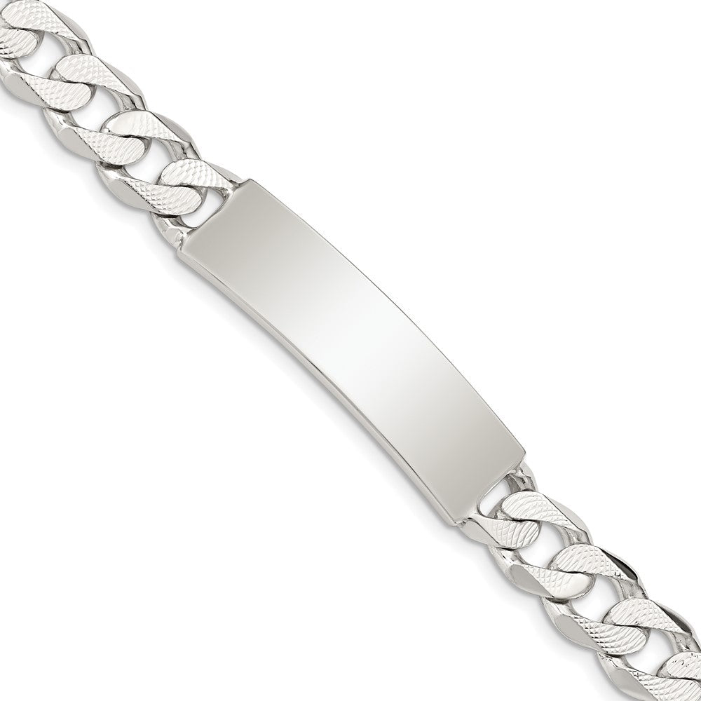 8 Zoll Sterlingsilber Poliert Gravierbar Gemustert Panzer Glieder Id Armband