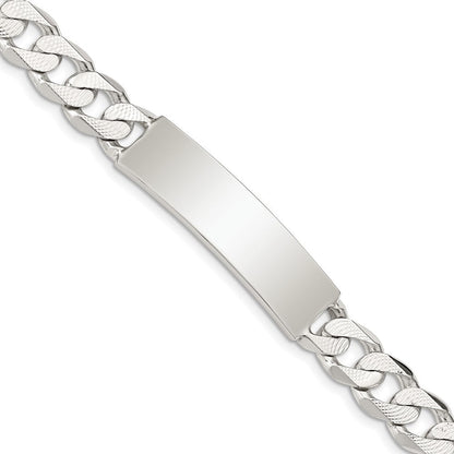 8 Zoll Sterlingsilber Poliert Gravierbar Gemustert Panzer Glieder Id Armband