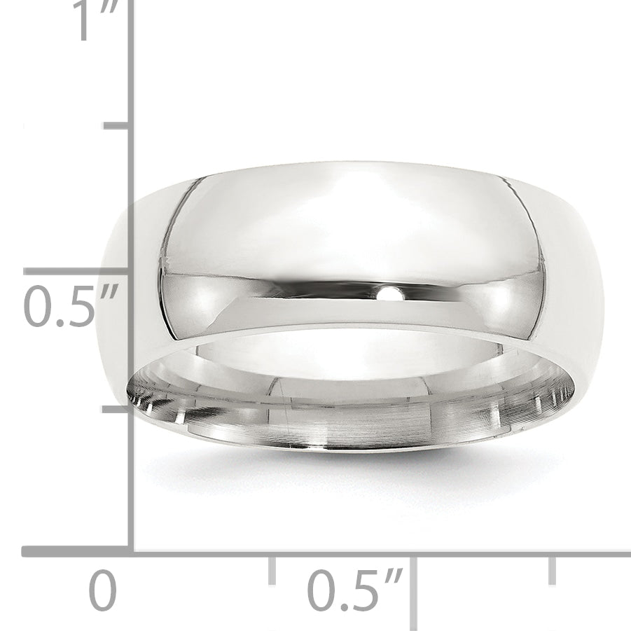 Sterlingsilber Rhodiniert 8mm Komfort-Passform Ring