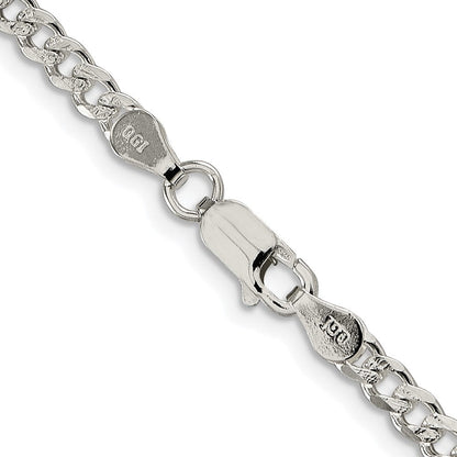 Sterlingsilber Rhodiniert 3.8mm Pavéé Panzer Kette