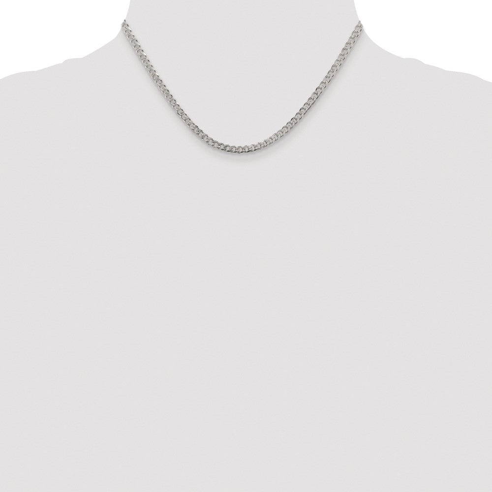 Sterlingsilber Rhodiniert 3.8mm Pavéé Panzer Kette