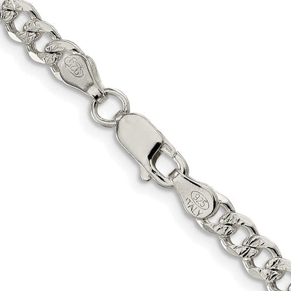 Sterlingsilber Rhodiniert 4.5mm Pavéé Panzer Kette