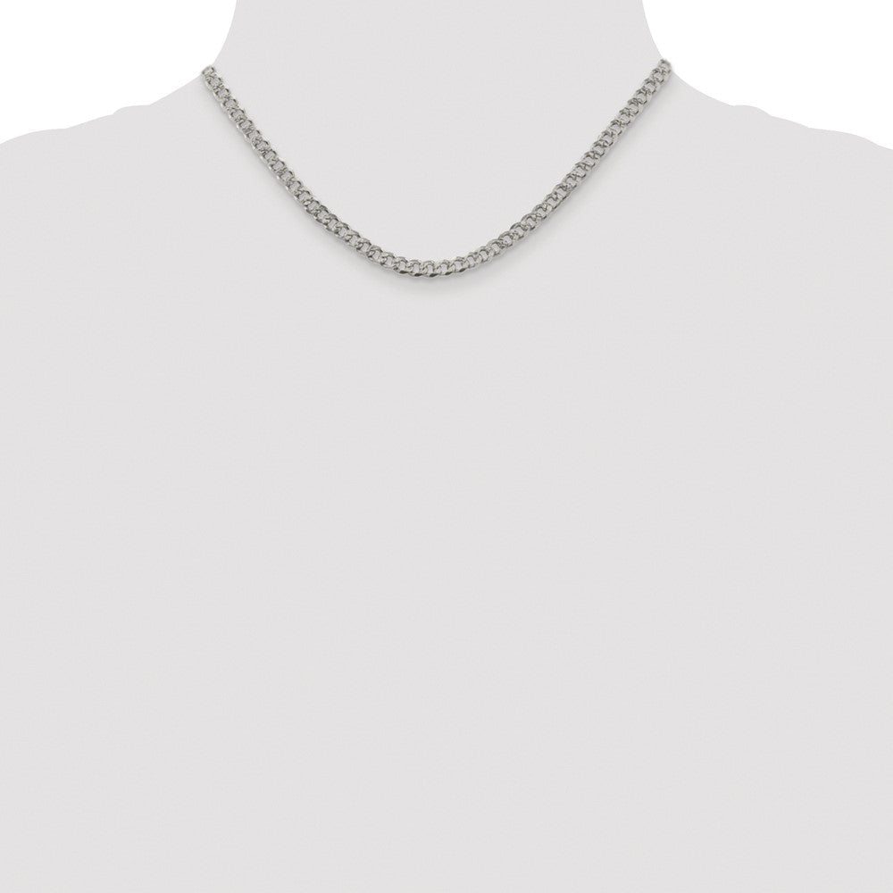 Sterlingsilber Rhodiniert 4.5mm Pavéé Panzer Kette