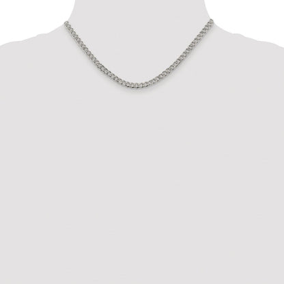 Sterlingsilber Rhodiniert 4.5mm Pavéé Panzer Kette