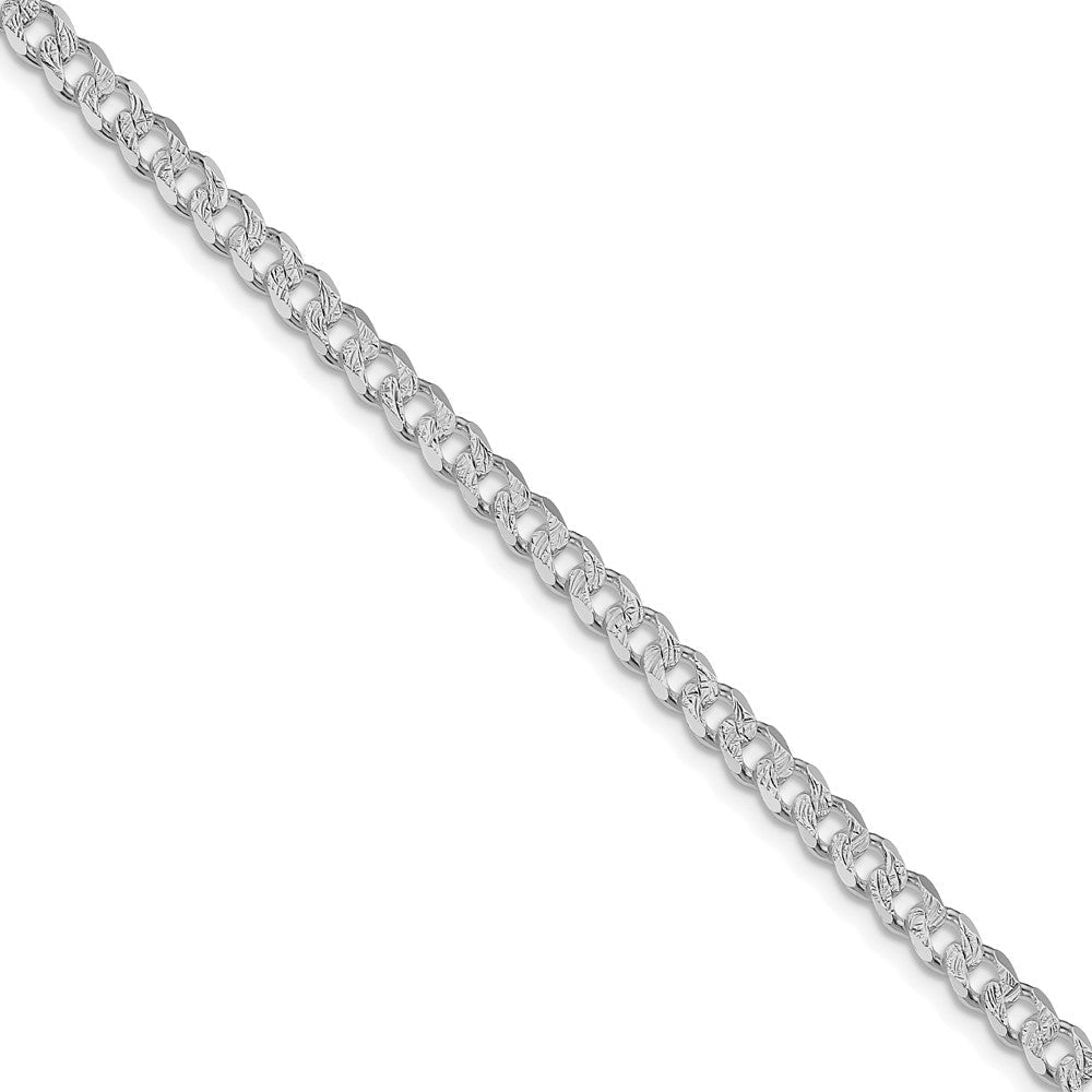 Sterlingsilber Rhodiniert 4.5mm Pavéé Panzer Kette