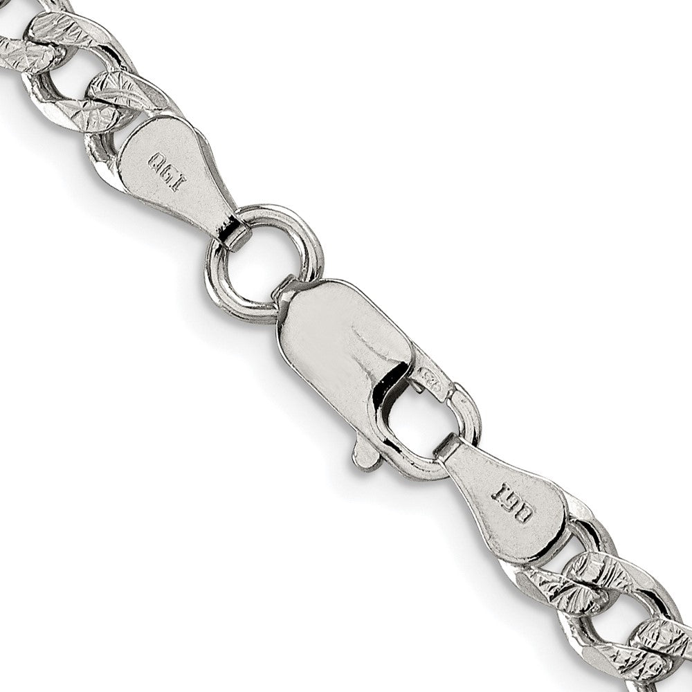 Sterlingsilber Rhodiniert 5.5mm Pavéé Panzer Kette