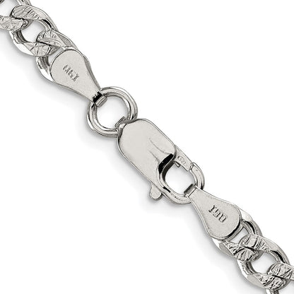 Sterlingsilber Rhodiniert 5.5mm Pavéé Panzer Kette
