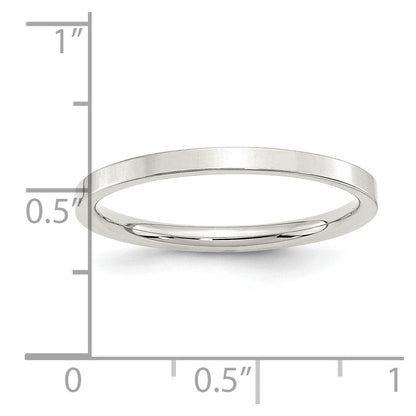 Sterlingsilber 2mm Komfort-Passform Flach Größe 13 Ring