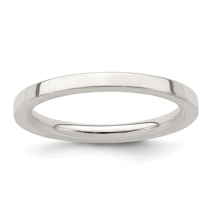 Sterlingsilber 2mm Komfort-Passform Flach Größe 5 Ring
