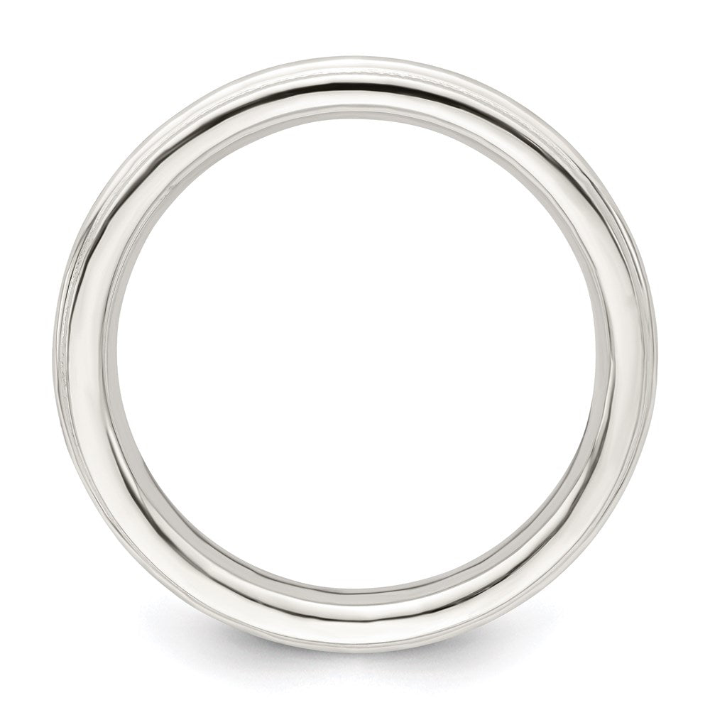 Sterlingsilber 3mm Komfort-Passform Halb Rund Milgrain Größe 4.5 Ring