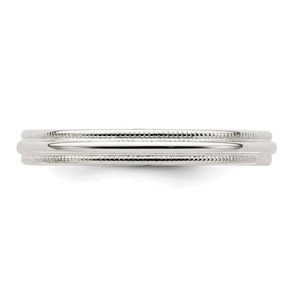 Sterlingsilber 3mm Komfort-Passform Halb Rund Milgrain Größe 7.5 Ring