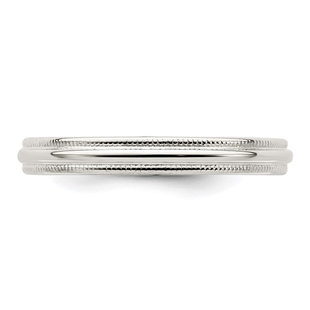 Sterlingsilber 3mm Komfort-Passform Halb Rund Milgrain Größe 4 Ring