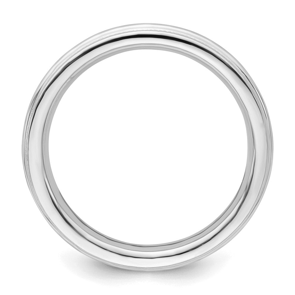 Sterlingsilber Rhodiniert 3mm Komfort-Passform Milgrain Größe 4.5 Ring (size 4.5 Nur)