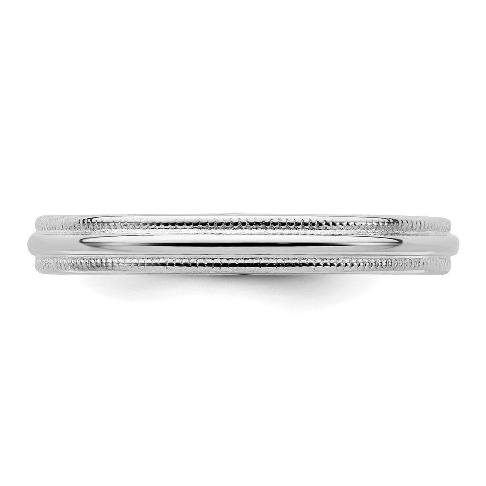 Sterlingsilber Rhodiniert 3mm Komfort-Passform Milgrain Größe 4.5 Ring (size 4.5 Nur)