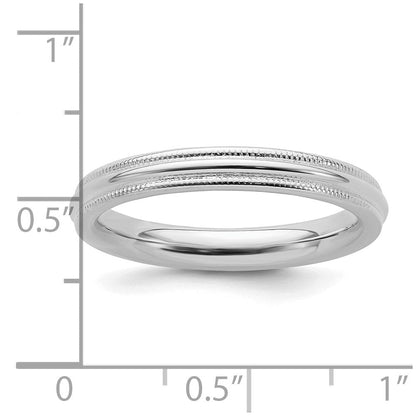 Sterlingsilber Rhodiniert 3mm Komfort-Passform Milgrain Größe 4.5 Ring (size 4.5 Nur)