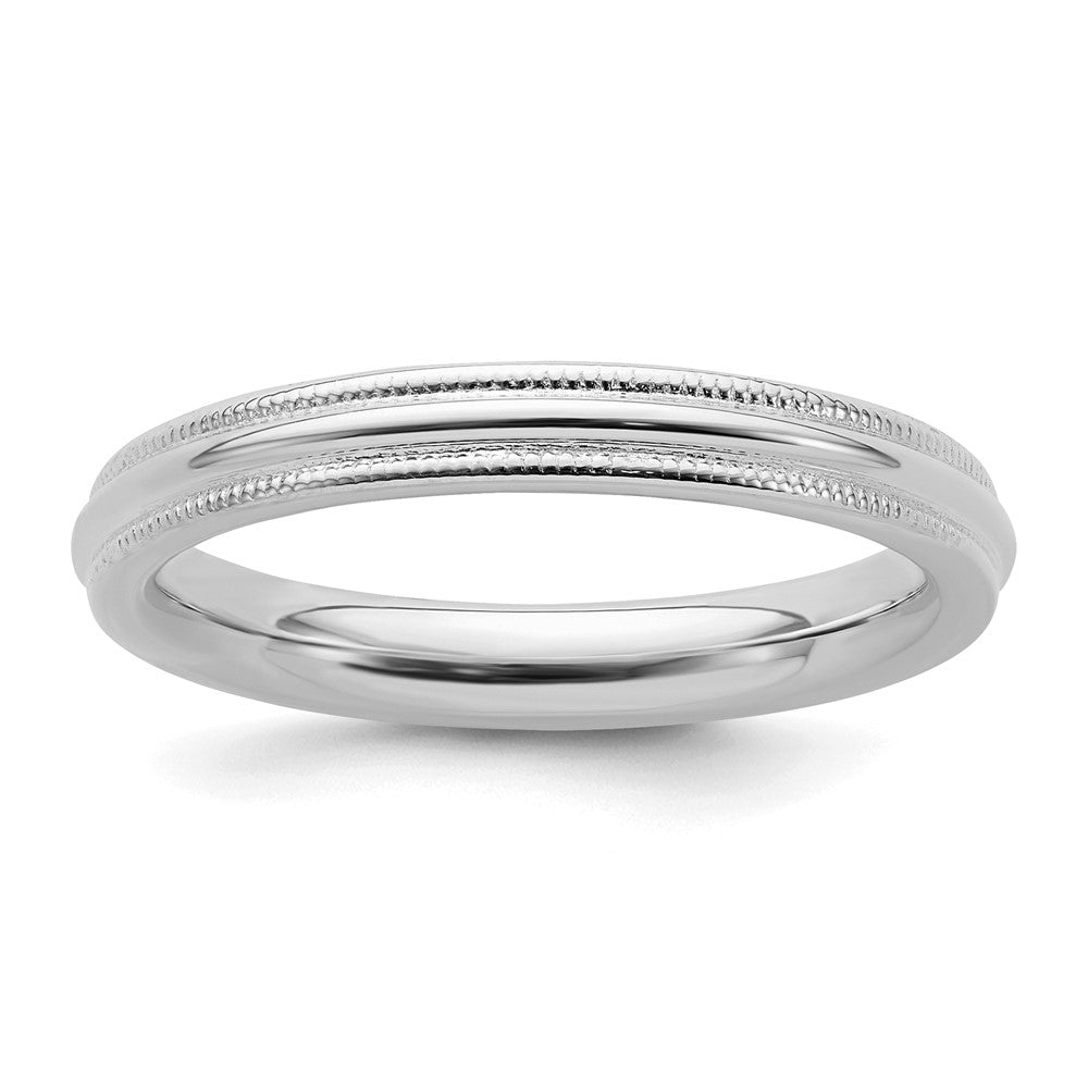 Sterlingsilber Rhodiniert 3mm Komfort-Passform Milgrain Größe 4.5 Ring (size 4.5 Nur)