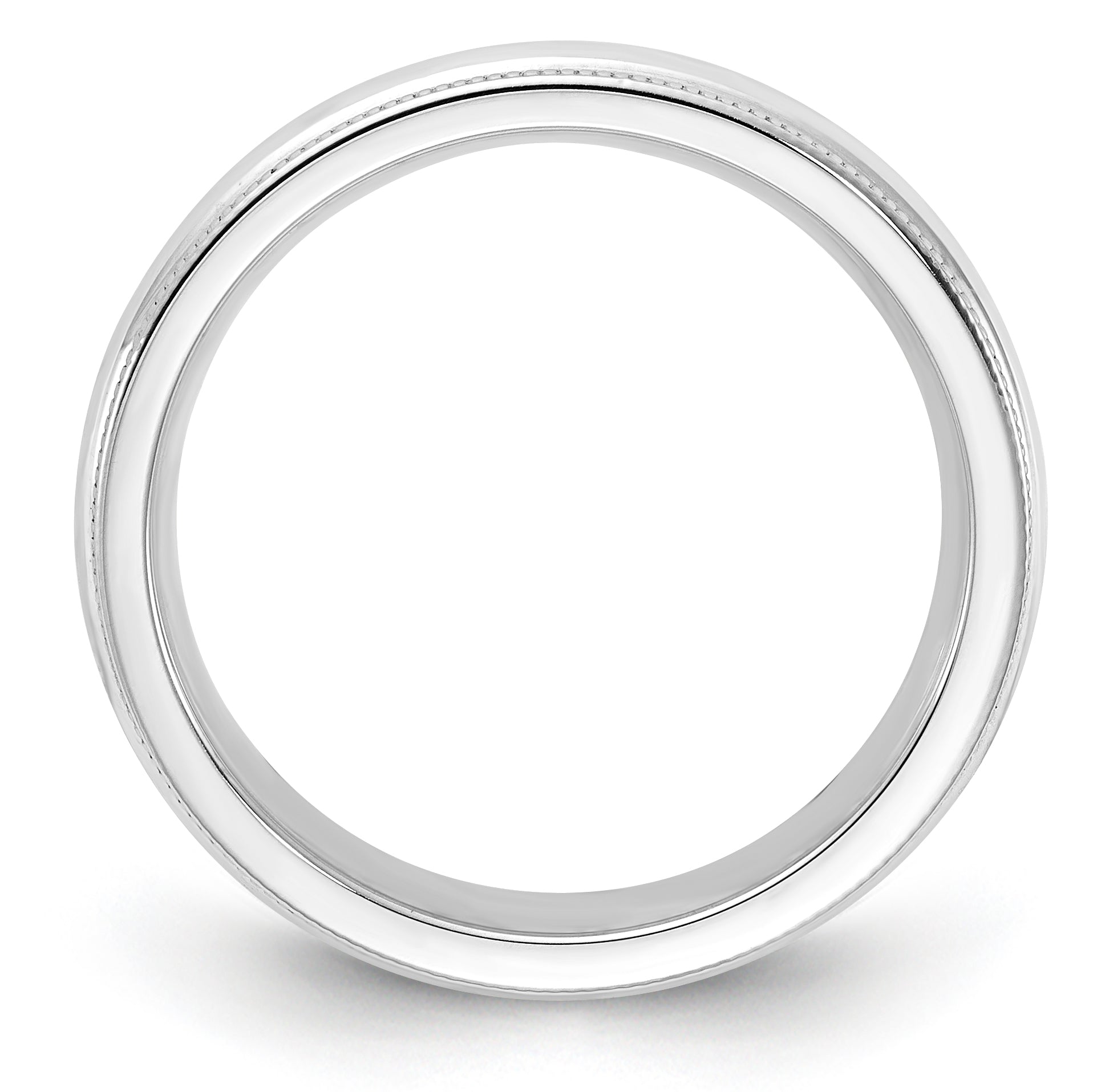 Sterlingsilber 4mm Komfort-Passform Halb Rund Milgrain Größe 4.5 Ring