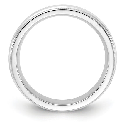 Sterlingsilber 4mm Komfort-Passform Halb Rund Milgrain Größe 4.5 Ring