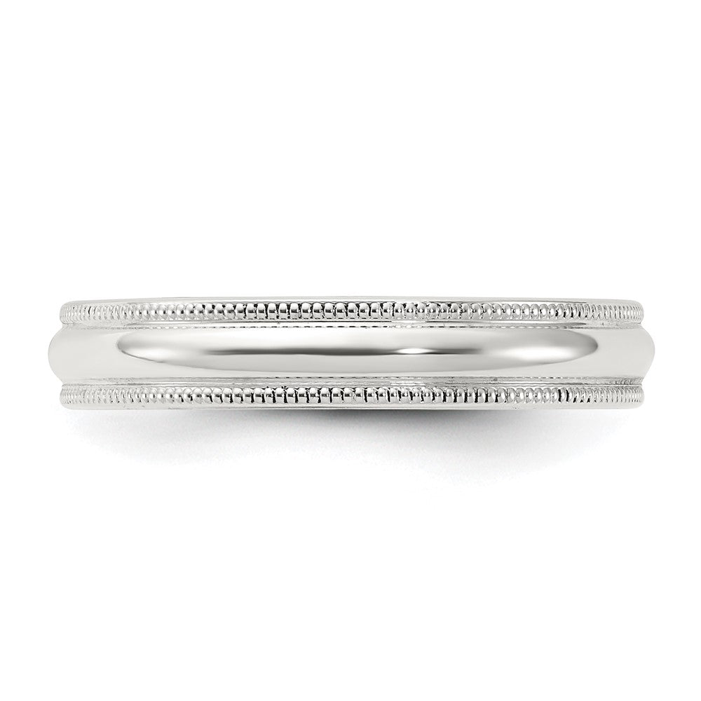 Sterlingsilber 4mm Komfort-Passform Halb Rund Milgrain Größe 7.5 Ring
