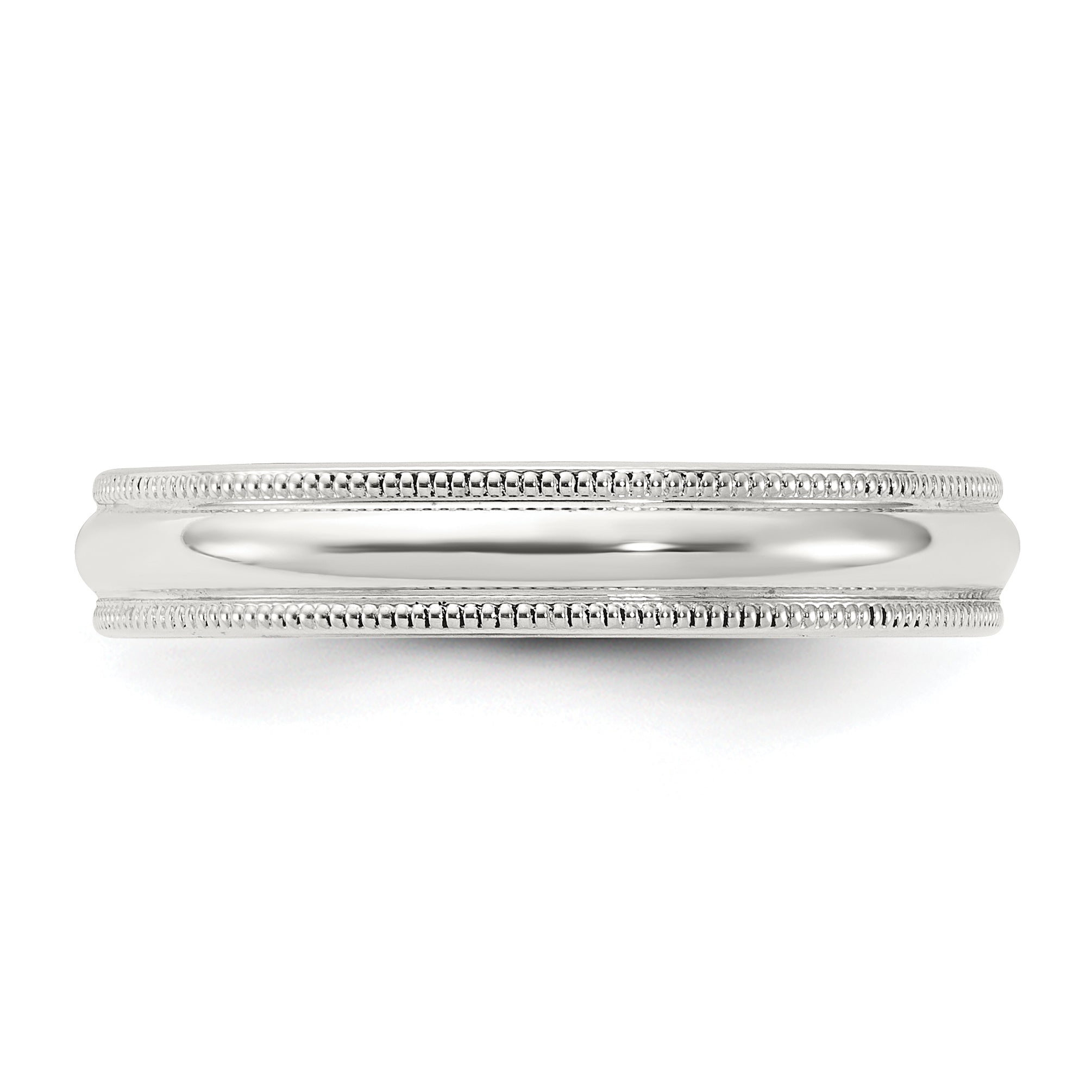 Sterlingsilber 4mm Komfort-Passform Halb Rund Milgrain Größe 4.5 Ring