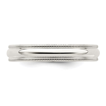 Sterlingsilber 4mm Komfort-Passform Halb Rund Milgrain Größe 8.5 Ring