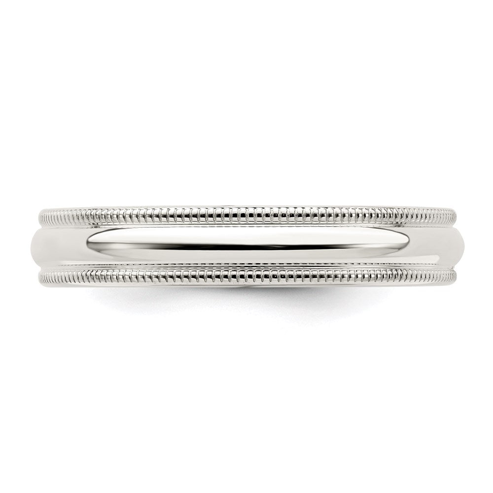 Sterlingsilber 4mm Komfort-Passform Halb Rund Milgrain Größe 12 Ring