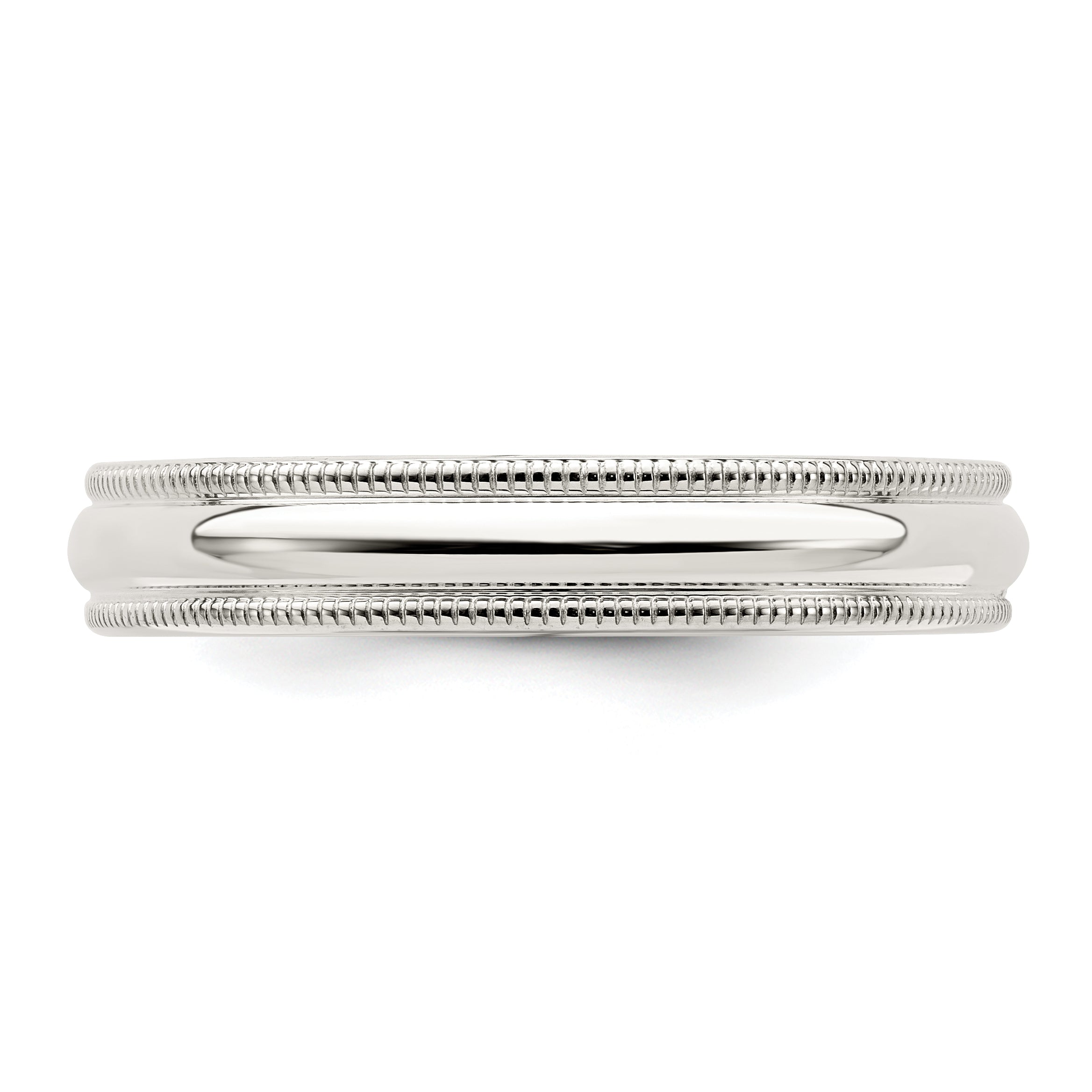 Sterlingsilber 4mm Komfort-Passform Halb Rund Milgrain Größe 4.5 Ring