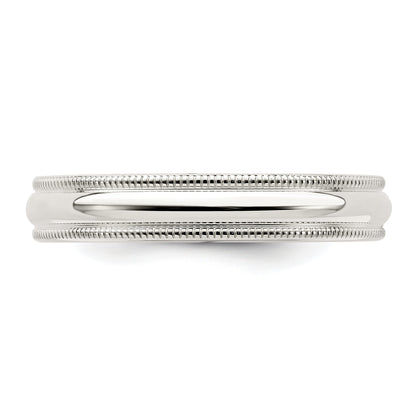 Sterlingsilber 4mm Komfort-Passform Halb Rund Milgrain Größe 4.5 Ring