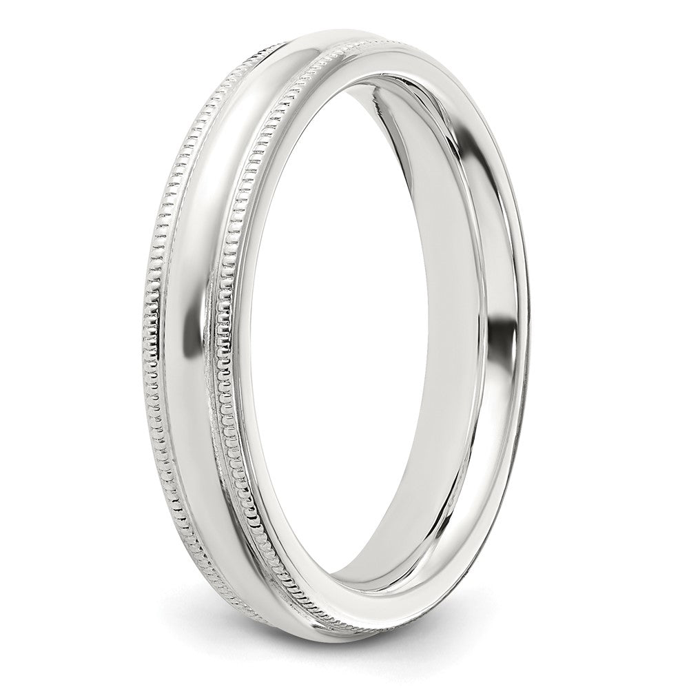 Sterlingsilber 4mm Komfort-Passform Halb Rund Milgrain Größe 8.5 Ring