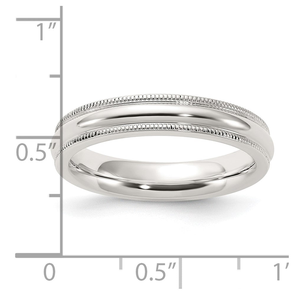 Sterlingsilber 4mm Komfort-Passform Halb Rund Milgrain Größe 9.5 Ring
