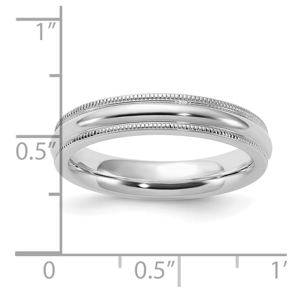 Sterlingsilber Rhodiniert 4mm Komfort-Passform Milgrain Ring