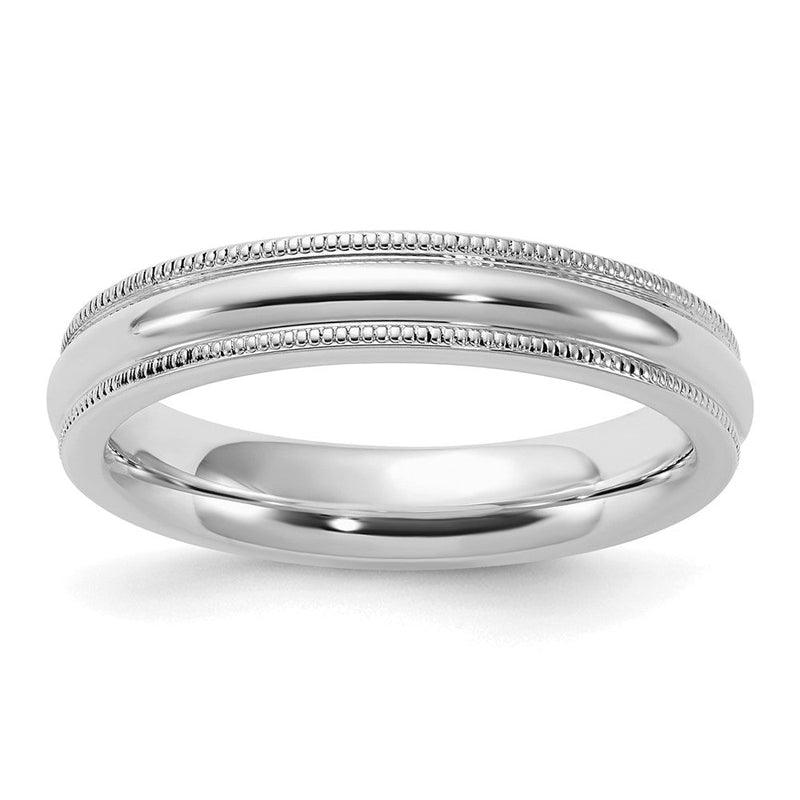 Sterlingsilber Rhodiniert 4mm Komfort-Passform Milgrain Ring