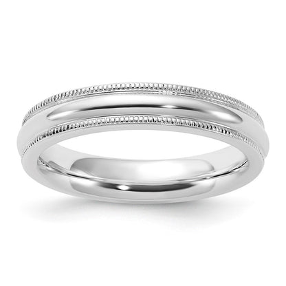 Sterlingsilber 4mm Komfort-Passform Halb Rund Milgrain Größe 7.5 Ring