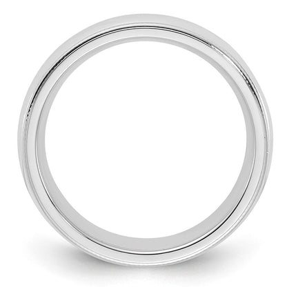 Sterlingsilber 5mm Komfort-Passform Halb Rund Milgrain Größe 13 Ring