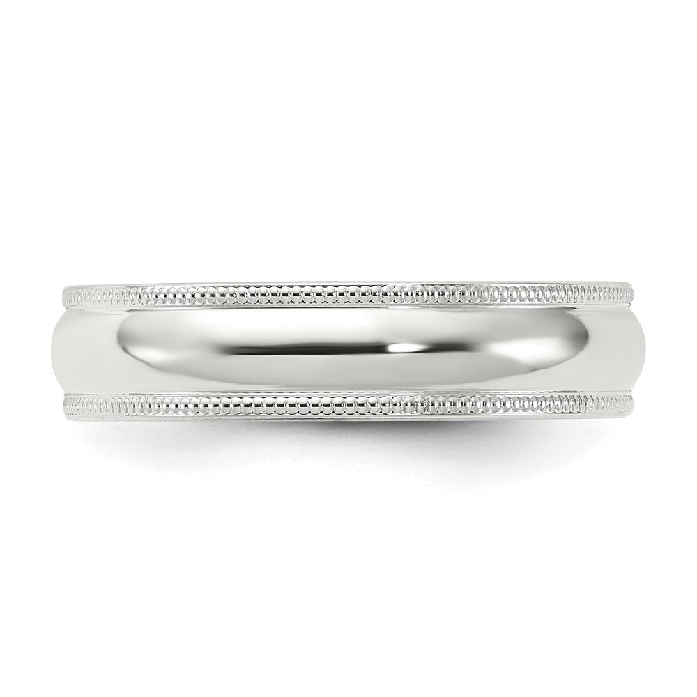 Sterlingsilber 5mm Komfort-Passform Halb Rund Milgrain Größe 12 Ring