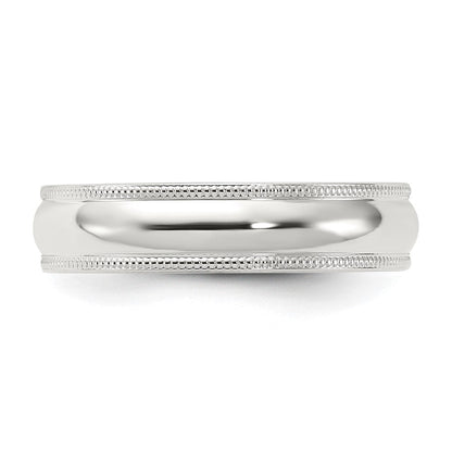Sterlingsilber 5mm Komfort-Passform Halb Rund Milgrain Größe 11 Ring